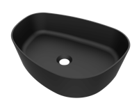 Arcqua Rocker waskom - 50x37x13cm - opbouw - rechts - organisch - cast marble zwart mat WAS123440 - thumbnail