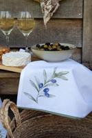 Clayre & Eef Placemats Set van 6 48x33 cm Wit Katoen Olijven - thumbnail