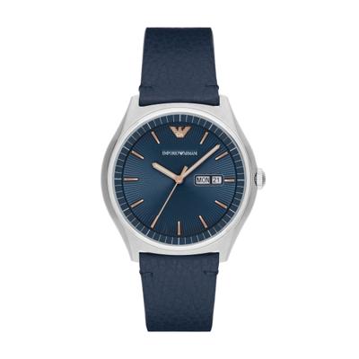 Horlogeband Armani AR1978 Leder Blauw 22mm