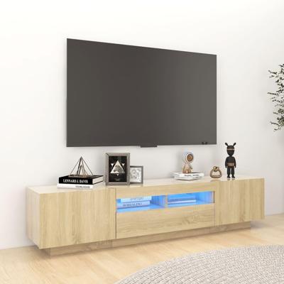 Tv-meubel met LED-verlichting 180x35x40 cm sonoma eikenkleurig