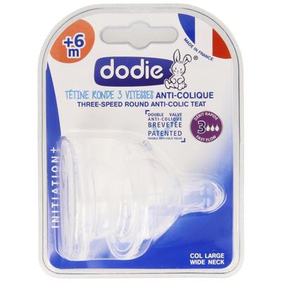 DODIE Initiation Teat + Supernova round 3 speed - wide neck - +6 months - flow silicone 3 - set van 2