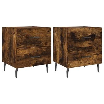Nachtkastjes 2 st 40x35x47,5 cm bewerkt hout gerookt eikenkleur
