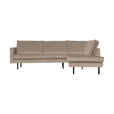 WOOOD Hoekbank 'Rodeo' Rechts, Velvet, kleur Khaki