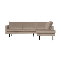 WOOOD Hoekbank 'Rodeo' Rechts, Velvet, kleur Khaki - thumbnail