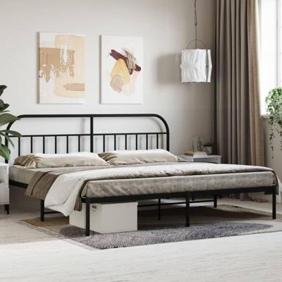 Bedframe met hoofdbord metaal zwart 193x203 cm Bedframe met hoofdbord metaal zwart 193x203 cm