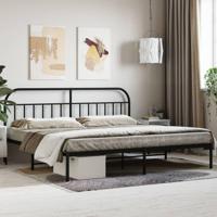 Bedframe met hoofdbord metaal zwart 193x203 cm - thumbnail