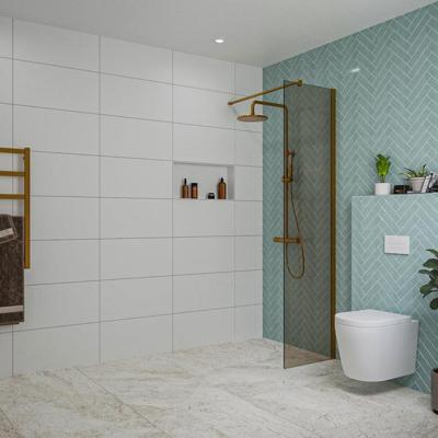 Fortifura Galeria inloopdouche - 50x200cm - rookglas - wandarm - Geborsteld koper PVD (Koper) SW797936/SW876702 Fortifura Galeria inloopdouche - 50x200cm - rookglas - wandarm - Geborsteld koper PVD (Koper) SW797936/SW876702