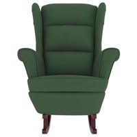 Schommelstoel met massief rubberwood poten fluweel donkergroen - thumbnail