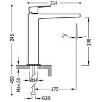 Wastafelmengkraan Tres Project 1-Hendel Uitloop Recht 20 cm Rond Mat Zwart Tres - thumbnail