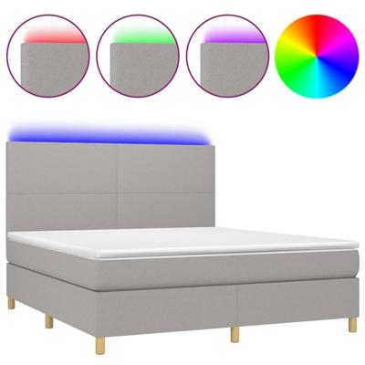 Boxspring met matras en LED stof lichtgrijs 160x200 cm