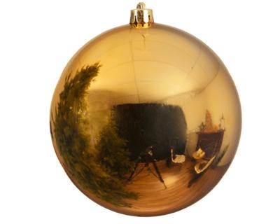 Decoris grote kerstbal plastic 25cm glans lichtgoud
