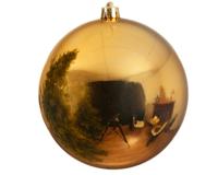 Decoris grote kerstbal plastic 25cm glans lichtgoud - thumbnail