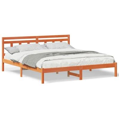 Bedframe met hoofdeinde Bruin 200 x 200 cm Grenenhout Bedframe met hoofdeinde Bruin 200 x 200 cm Grenenhout