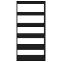 Boekenkast/kamerscherm 80x30x166 cm bewerkt hout zwart - thumbnail