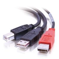C2G 2M USB-B Man naar 2 x USB-A Man Y-kabel, USB 2.0 ideaal voor het voeden van harde schijven, zwart - thumbnail