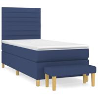 Boxspring met matras stof blauw 90x200 cm - thumbnail