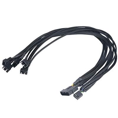 Y-kabel PC-ventilator [5x PC-ventilatorstekker 4-polig - 1x PC-ventilatorbus 4-polig, IDE-stroomstekker 4-polig] 0.45 m Zwart Akasa