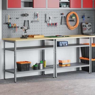 Werkbankset met plank 2 pcs Beige en Grijs 200 x 55 x 85 cm