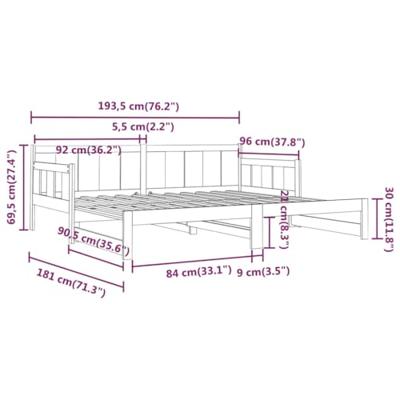 Slaapbank uitschuifbaar massief grenenhout zwart 2x(90x190) cm - thumbnail
