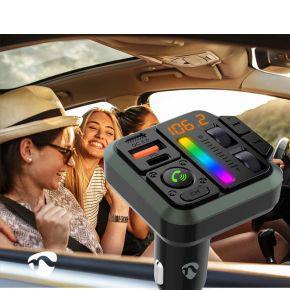 Nedis FM-Audiotransmitter voor Auto | Gefixeerd | Handsfree bellen | 1 " | Amber-Scherm | Bluetooth® | PD 18 W / PD 24 W | Snelladen | Bass boost |