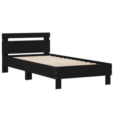 Bedframe met hoofdbord en LED-verlichting zwart 100x200 cm
