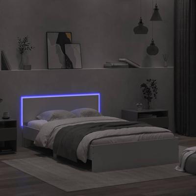 Bedframe met hoofdeinde en LED wit 140x190 cm