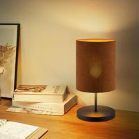 Scandinavische stijl Tafellamp - Corduroy Lampenkap - Cilinder - Brown - ø20 x 40 cm - E27 Fitting - Geschikt voor Woonkamers en slaapkamers - Met schakelaar - thumbnail