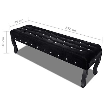 VidaXL Bankje met kristallen knopen fluweel stof zwart VidaXL Bankje met kristallen knopen fluweel stof zwart