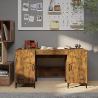 Bureau 140x50x75 cm bewerkt hout gerookt eikenkleurig - thumbnail