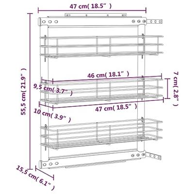 VidaXL Draadmand uittrekbaar 3-laags 47x15,5x55,5 cm zilverkleurig