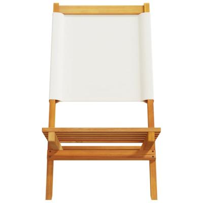 Tuinstoelen 8 st inklapbaar massief hout en stof crèmewit - thumbnail
