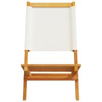 Tuinstoelen 6 st inklapbaar massief hout en stof crèmewit - thumbnail