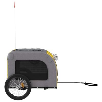 Hondenfietstrailer oxfordstof en ijzer geel en grijs - thumbnail