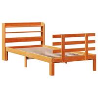 Bedframe met hoofdbord massief grenenhout wasbruin 75x190 cm - thumbnail