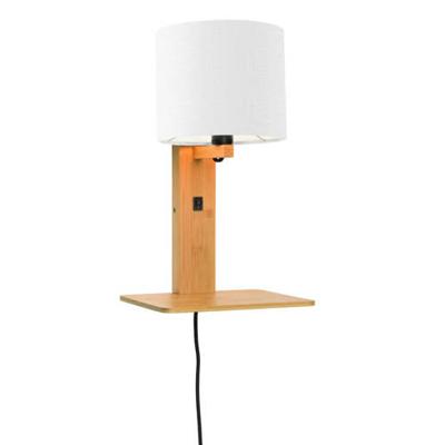 GOOD&MOJO Wandlamp 'Andes' Bamboe en Eco linnen, Met plank, kleur Wit/Naturel GOOD&MOJO Wandlamp 'Andes' Bamboe en Eco linnen, Met plank, kleur Wit/Naturel