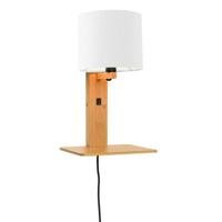 GOOD&MOJO Wandlamp 'Andes' Bamboe en Eco linnen, Met plank, kleur Wit/Naturel - thumbnail
