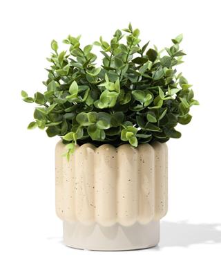 HEMA Bloempot ⌀13x12.5cm keramiek ribbels grijs (grijs)