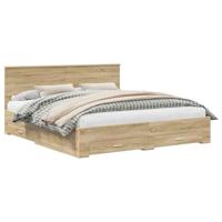 Bedframe met hoofdeinde Sonoma Eiken 180 x 200 cm Bewerkt hout - thumbnail