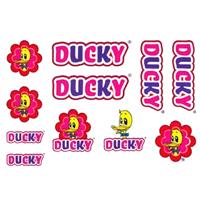 Kinder-fiets-transfers set ducky roze 14x20cm - thumbnail