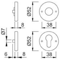 Hoppe krukrozetten E42KV - RVS - thumbnail
