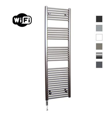 Elektrische Radiator Sanicare HWV Met Wifi 172x60 cm Inox Look 1127W Met Thermostaat Chroom Linksonder Sanicare