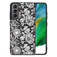 Samsung Galaxy S21FE Bloemen Hoesje Black Flowers - thumbnail