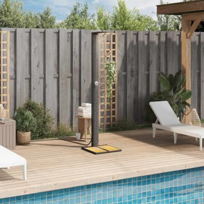 Buitendouche 50x55x224 cm poly rattan en acaciahout zwart - thumbnail
