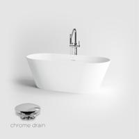 Vrijstaand Ligbad Clou Solium Geïntegreerde Overloop Met Chrome Plug Mat Wit - thumbnail