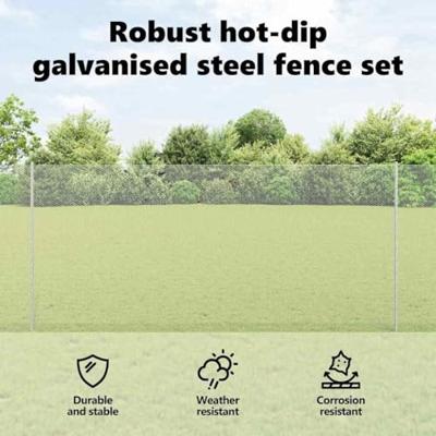 VidaXL Hek met paal zilver 1,4 x 25 m staal