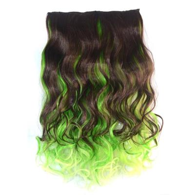 Eendelige naadloze Hair Extension stuk kleur verloop grote golf lang Curling Clip Type haarstukje