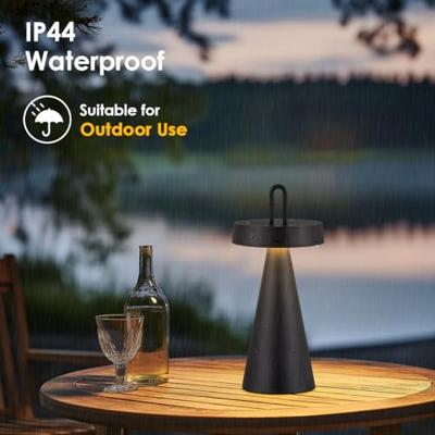 Draadloze Oplaadbare LED Tafellamp - Binnen & Buiten - Dimbaar - ø12.8 x 29 cm - Warmwit licht - 3000mAh - Zwart