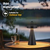 Draadloze Oplaadbare LED Tafellamp - Binnen & Buiten - Dimbaar - ø12.8 x 29 cm - Warmwit licht - 3000mAh - Zwart - thumbnail