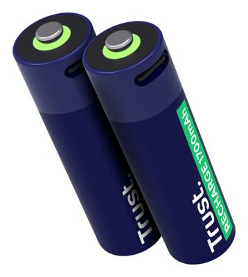 Trust Via USB-C oplaadbare AA-batterijen (2 stuks) Batterij Blauw