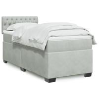 Boxspring met matras fluweel lichtgrijs 100x200 cm - thumbnail